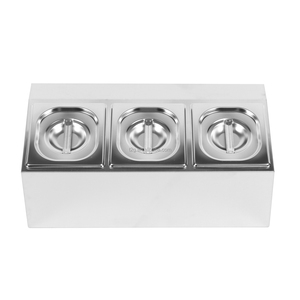 Conteneur de buffet en acier inoxydable, bac gastronorme à trois compartiments, finition poli miroir, pour restaurant - Product Image 1