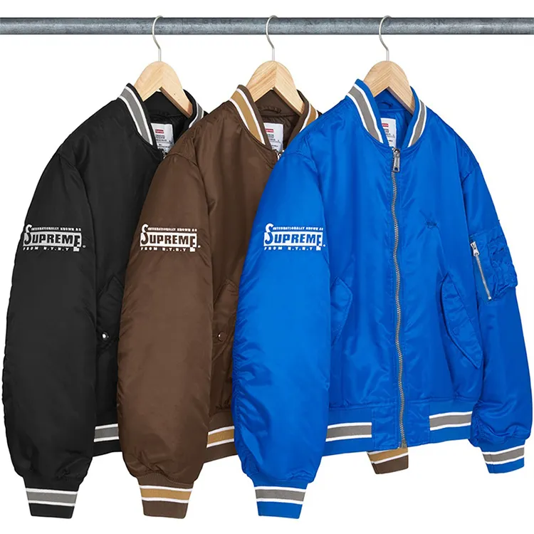 DiZNEW Custom Wholesale 100% Polyester Satin Varsity Bomber Baseball Reversible Woodland Mens Jackets