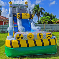 Château gonflable en PVC de qualité commerciale et toboggan aquatique tropical pour la maison, l'école et l'extérieur
