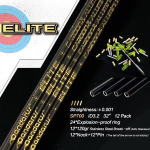 Flechas Pandarus <span class=keywords><strong>Elite</strong></span> X10 de Carbono y Aluminio, Spine 350-1000, Microdiámetro de 3.2mm con Plumas en Espiral para Arco Compuesto de Caza - Product Image 6
