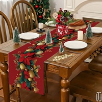 Nouvelle Nappe de Noël Transfrontalière Imprimée en Polyester, Origine Chine, Décoration de Table à Manger pour Usage Domestique