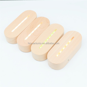 Tùy chỉnh 5V USB gỗ ánh sáng ban đêm cơ sở hình bầu dục Acrylic 3D <span class=keywords><strong>LED</strong></span> đèn với khắc cho trang trí nội thất - Product Image 2