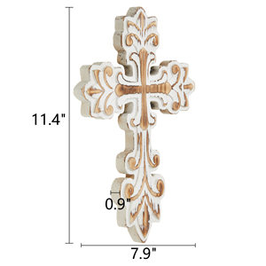 Großhandel benutzer definierte handgemachte Harz Handwerk rustikale Holz Kruzifix Kirche religiöse Gegenstände Kreuz Kreuze Ornamente Wandbehang Dekor - Product Image 3