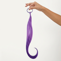 Extensions de queue de cheval ondulées dégradées pour enfants, en fibre haute température, avec élastique pré-noué, accessoires capillaires arc-en-ciel pour filles