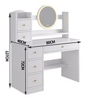 Miroir design en bois avec éclairage LED blanc, chaise classique, coiffeuse avec miroir