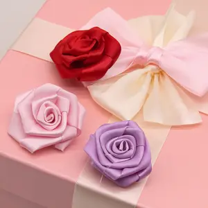 Wholesale Gift Packing Big Flowers Christmas Colors Grosgrain Satin Valentine's Day Decor Ribbon Bows For Gift Packaging