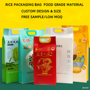 Sacs d'Emballage de Riz en Plastique à Fermeture Éclair Haute Qualité 1Kg 2Kg 5Kg 10Kg avec Logo Personnalisé Vente en Gros Sacs de <span class=keywords><strong>Grain</strong></span> et Farine avec Poignée - Product Image 2