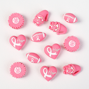 Cuentas de Silicona 3D con Forma de Corazón, Fútbol, Gnomo y Margarita, Color Rosa, Grado Alimenticio, Libres de BPA, para Hacer Pulseras, Mordedores para Bebés y Joyería - Product Image 2