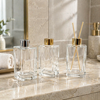 Diffuseur à roseaux en verre, flacon rechargeable pour diffuseur à roseaux, atomiseur de parfum en verre avec étiquette et logo personnalisés