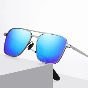 Wholesale Newest Shades Eyewear Luxury Square Metal Custom Logo UV400 Polarized Sun Glasses Women Men Sunglasses