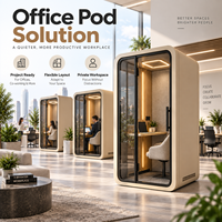 Cabine de bureau acoustique moderne pour une personne, insonorisée, avec vitre, pour un travail concentré et des appels vidéo