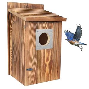 Sağlam kömürleşmiş ahşap yuvalama kutusu açık-uygun ev dekor kuş evi - Product Image 2
