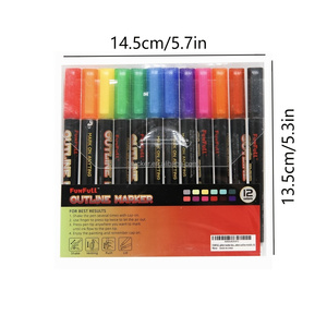 12 Pezzi <span class=keywords><strong>Pennarelli</strong></span> a <span class=keywords><strong>Doppia</strong></span> <span class=keywords><strong>Linea</strong></span> Super Squiggles, Penne Metalliche Glitterate con Auto-Segnalatura per Scrittura e Disegno - Product Image 6