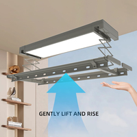 Séchoir à linge électrique pliable compact avec éclairage LED et chauffage pour cuisine et balcon