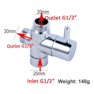 Válvula de Repuesto Plateada G1/2" Entrada Hembra X G1/2" Salida Macho para Adaptador en T de Brazo de Ducha, Válvula Desviadora de Cierre - Product Image 2