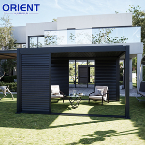 Pergola en aluminium, fabrication directe d'usine, <span class=keywords><strong>toit</strong></span> à lames orientables, imperméable et motorisé, protection solaire, véranda en verre - Product Image 6