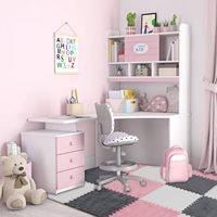Carreaux de mousse à emboîtement doux blanc rose gris tapis de jeu 12x12x0.4 pouces tapis maison salle de jeux décor peluche escalade tapis