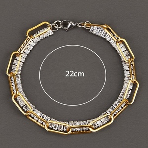 Pulseras de circonita cúbica con incrustaciones, cadena de eslabones, dijes, accesorios de joyería con chapado en oro PVD - Product Image 2