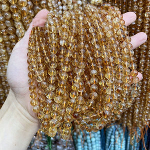 Натуральные бусины из цитрина, круглые, полубусины, для браслетов, аксессуары для рукоделия, оптом - Product Image 5