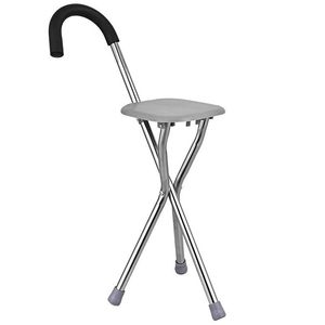 Multifunctional Walking Stick With <b>Stool</b> Stainless Steel 25cm <b>Seat</b> Foldable For Elderly - Product Image 5