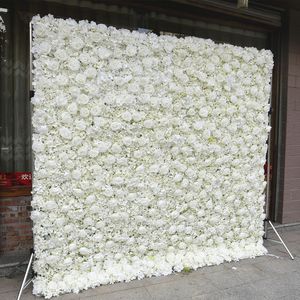 Panel de Fondo Floral Enrollable con Cremallera 5D 7D de Lujo F79, 8 pies x 8 pies, Pared de Flores Artificiales de Seda Blanca para Decoración de Bodas - Product Image 2