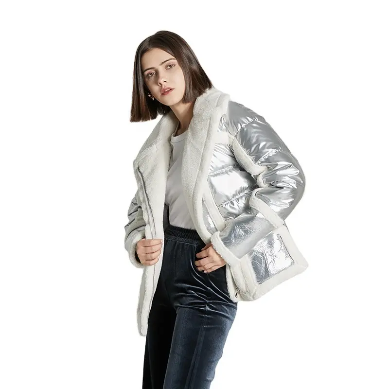 PU מעיל לבן פרווה פשוט גדול דש 2021 מכירה חדש מבריק המשאף מעיל כותנה מעיל לגברים