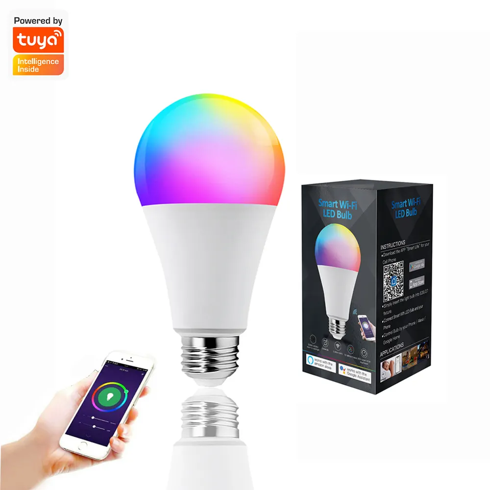 WELLUX Hot Selling Smart bulb BLE E27 A60 9w LED Light RGB Music Bulb Lamp Led Smart Bulb