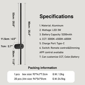 Thông minh USB không dây dẫn đèn tường điều khiển từ xa và ứng dụng mờ không dây đèn tường cho nội thất nhà khách sạn cho phòng khách - Product Image 5