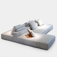 Sofa Pulau Modular Minimalis Italia dengan Tempat Duduk Dua Sisi, Sofa Ruang Tamu Berlapis Kain, Ukuran Kustom