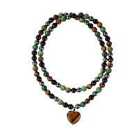 Collier tendance pour femme avec pendentif cœur en perles, chaîne de pull, bijou perlé en turquoise africaine naturelle de 8 mm, cadeau idéal pour les fêtes