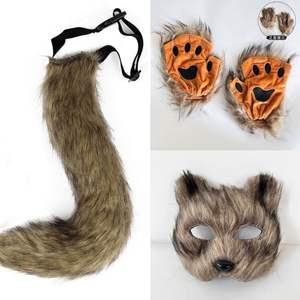 Ensemble de cosplay pour fête, masque de renard de simulation, gants, queue de renard longue en peluche, plug anal, bondage fait main, jouet sexuel SM pour femmes - Product Image 4