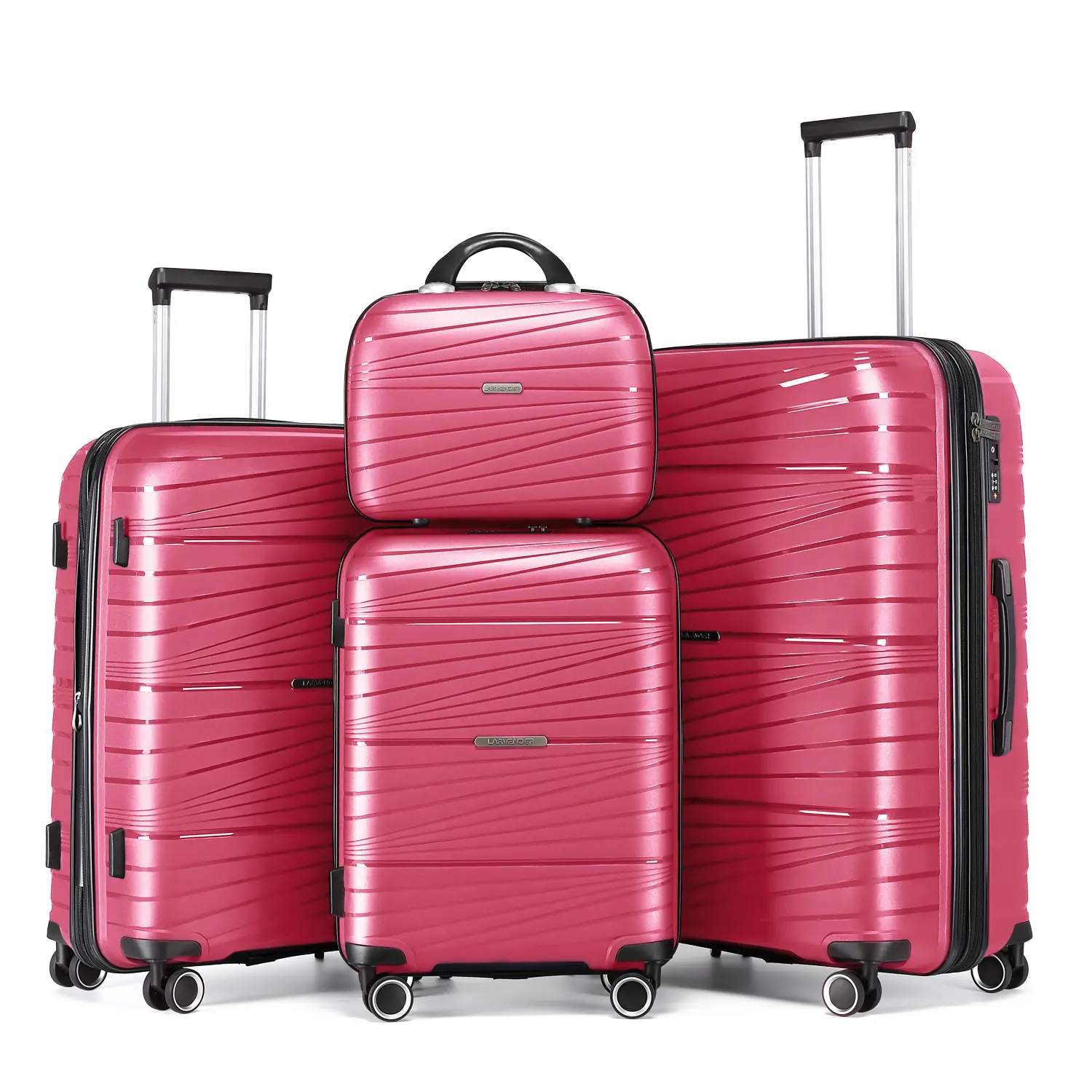 Factory Stock 4-Piece PP Suitcase Set Travel Hard Trolley Bags with Wheels Sizes 14 20 24 28 Inch