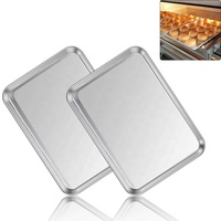 Plat à rôtir en acier inoxydable de qualité alimentaire, robuste, grand plateau de four plat, plat à rôtir carré avec fond plat, écologique