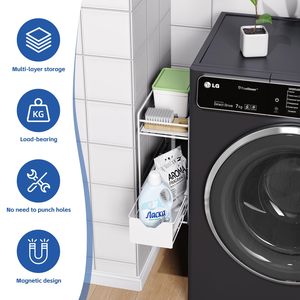 <b>Maximize</b> Vertical Space with a Strong Magnetic Slide-Out Rack Perfect for Kitchen & Laundry Storage - Product Image 4