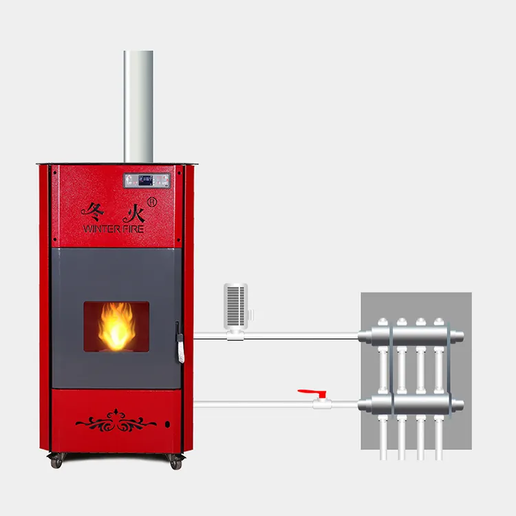 Prezzo di fabbrica 24kW alimentazione automatica stufa a pellet senza fumo stufa a pellet stufa a pellet con circolazione dell'acqua h