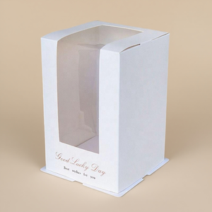 Chất lượng cao 6 inch vuông Pet Wedding Bánh hộp Lá Trắng đóng gói quà tặng cho <span class=keywords><strong>cupcakes</strong></span> sẵn sàng để tàu - Product Image 6