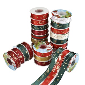 Grensoverschrijdend exclusief 2,5 cm handgemaakt, hete-gestempeld polyester geweven kerstlint voor het inpakken van cadeaus - Product Image 5