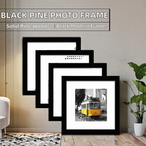 Wholesale Iron Square Pine Wood UV Printed Photo <b>Frame</b> 5x5 6x6 7x7 8x8 10x10 <b>Black</b> for Home Decor - Product Image 2