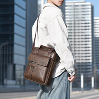 Sac d'affaires rétro pour homme avec logo personnalisé, en cuir PU résistant à l'usure, grande capacité, sac à bandoulière, sacoche pour ordinateur portable, sac à main
