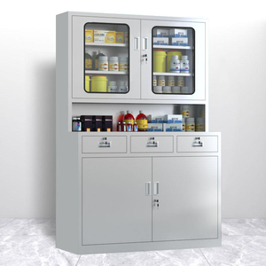 Stainless Steel Office <b>Storage</b> <b>File</b> Cabinet 2 Glass and 2 Iron Door Metal Filing Cabinet - Product Image 3
