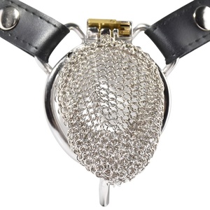 Jaula de Castidad de Acero Inoxidable FRRK, Juguetes Sexuales para Adultos para el Placer Masculino, Diseño de Malla Hueca, Anillo de Bloqueo para Pene - Product Image 3