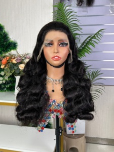 Virgin Indian Loose <b>Body</b> <b>Wave</b> Machine Double Weft Human Hair Extension Natural Black Long Wavy Style - Product Image 3
