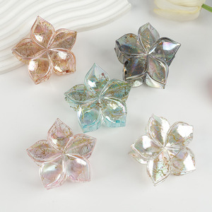 Plastic <b>Sweet</b> Unisex 8cm Transparent <b>Flower</b> Hair Claw Clips New Trending Daily Summer Accessories - Product Image 2