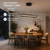 Lustre LED ovale moderne et minimaliste, anneau noir mat, intensité variable, pour salle à manger et salon, lampe suspendue décorative