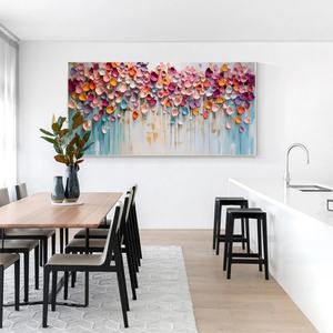 Cuadro Grande de Arte Contemporáneo: Pintura Abstracta de Pétalos Vibrantes en Lienzo para Decoración de Dormitorio y Sala de Estar, Estética Suave para el Hogar - Product Image 4