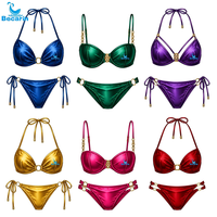 Bikini en satin personnalisé pour femme, maillot de bain finition satinée, vêtements de plage pour femme, maillot de bain d'été pour femme, design personnalisé