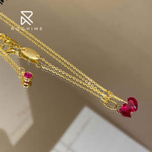 Rochime <span class=keywords><strong>Ruby</strong></span> Heart Halskette 925 Sterling Silber Rot Zirkon Feiner Schmuck für Frauen - Product Image 6