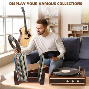 Exhibidor de Álbumes, Estante de Bambú para CD, Ranuras Antideslizantes, Base Resistente, Separador Suave, Soporte para Discos de Vinilo, Almacenamiento de Discos de Música - Product Image 6