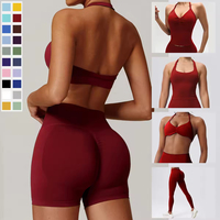 Спортивный комплект F235 Xingzhong New Seamless для женщин: бесшовные шорты-велосипедки с эффектом push-up и топ для йоги (2 предмета)