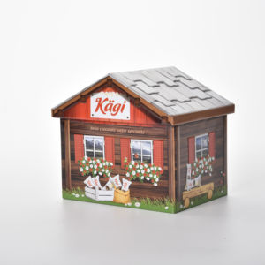 กล่องของขวัญของที่ระลึกพรีเมี่ยมพร้อมโลโก้กล่องดีบุกโลหะรูปทรงบ้านพร้อมพิมพ์ออฟเซ็ต - Product Image 1